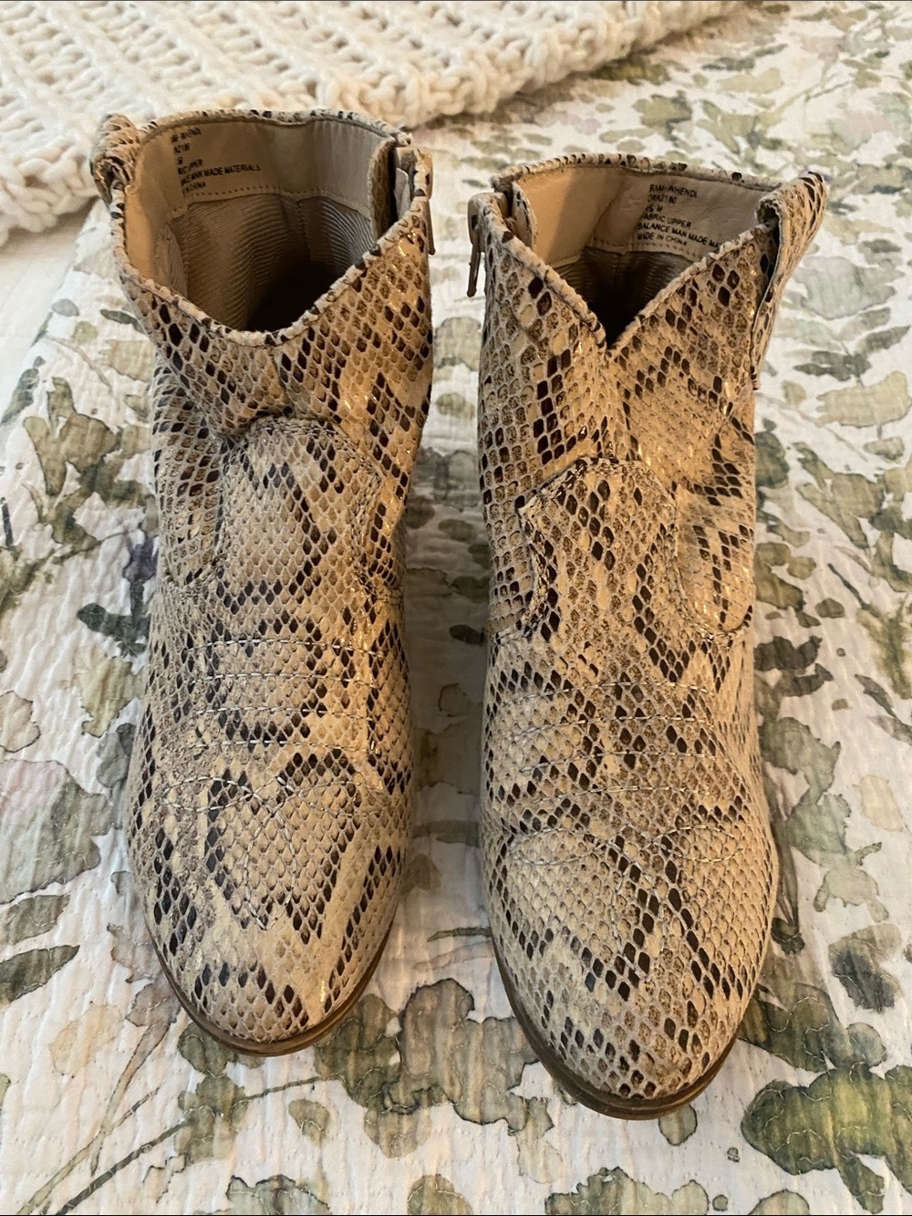 Rampage Beige Snake-Print Ankle Booties